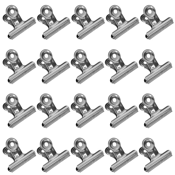 Vivcore Metal Hinge Clips 2 Inch Mini Binder Clips Large Heavy Duty Paper Clamps Strong Metal Clip for Notebook Chip Clips for Office Home Shops Silver 20 Pack