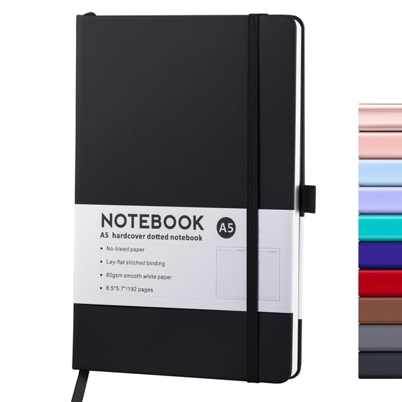 Vivcore Notebooks for Work Lined Journal Notebook with Pen Holder Hardcover Journaling Notebooks 100Gsm Thick Paper Inner Pocket Medium 5.7x8.5 Inch Black 1 Pack