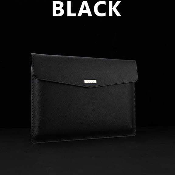 Vivcore PU Leather A4 File Folder Document Holder Envelope Case with Snap Closure Professional Portfolio Folder for Receipt Contract Office Business Black