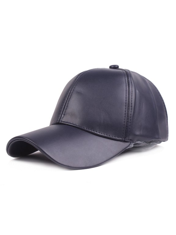 PU Leather Baseball Cap Adjustable Faux Leather Peaked Hat Vintage Casual Visor Cap for Men Women Outdoor