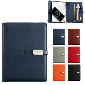 Vivcore Professional A5 Charging Notebook with Power Bank and U Disk, Multi-function Refillable Planner, Loose-leaf Business Journal, Executive Office Gift, 1 PC