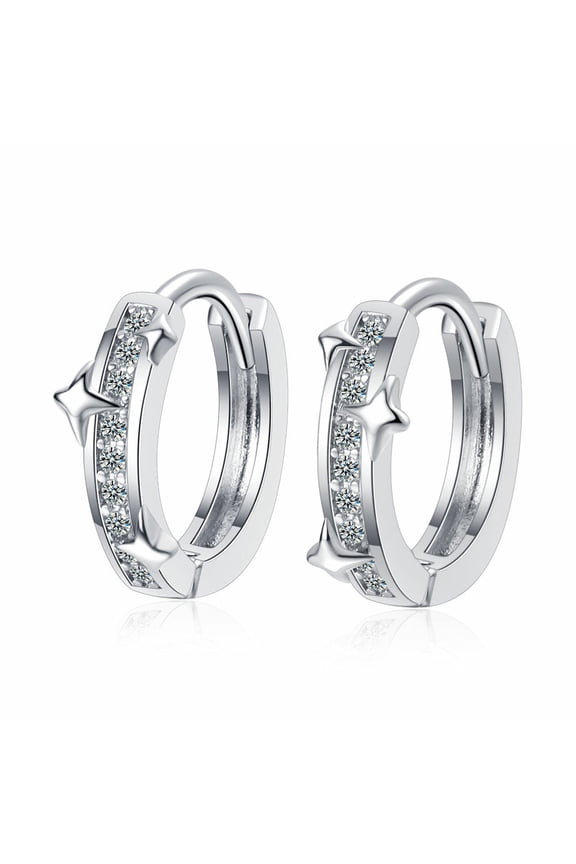 Silver Earrings for Women Cubic Zirconia Dangle Earrings Star Hollow Drop Earrings Sweet Bridal Wedding Jewelry