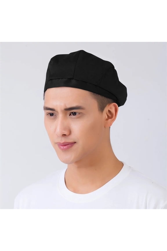 Unisex Cotton Beret Chef Hat Breathable Catering Cook Waiter Peaked Cap For Kitchen