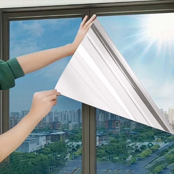 Vivcore Window Privacy Film One Way Window Tint Diamond Silver 30cmx1m Heat Insulation Sun Blocking Reflective Sticker for Home Glass