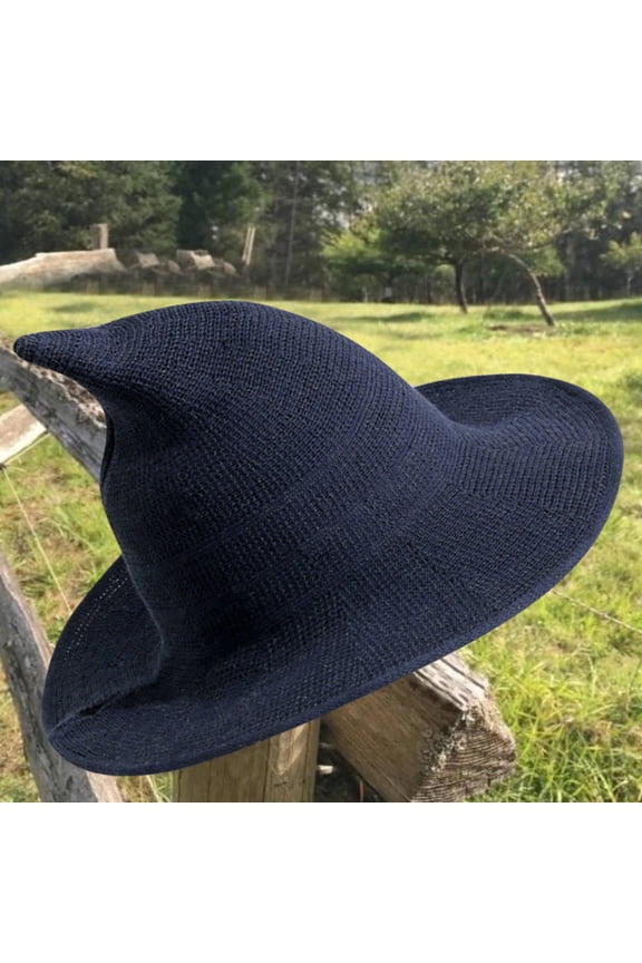Witch Hat for Women Foldable Crochet Costume Cap Aesthetic Knit Sun Hat Fashionable Festival Headwear for Daily Wear and Cosplay