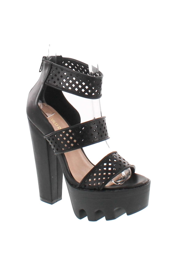 Vive-13 Peep Toe Dress Chunky Lug Platform Thick Heel Ankle Strap Sandal