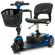 Vive 3-Wheel Mobility Scooter – Lightweight Electric Scooter for Seniors & Adults, Compact Folding Travel Design with Extended Battery, Charger & Basket, Blue