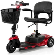 Vive 3-Wheel Mobility Scooter   Lightweight Electric Scooter for Seniors & Adults, Compact Folding Travel Design with Extended Battery, Charger & Basket, Red