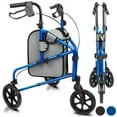 thumbnail image 1 of Vive 3 Wheel Walker Rollator for Senioirs - Lightweight Foldable Walking Transport, Weight Capacity 250lbs, Blue, 1 of 10