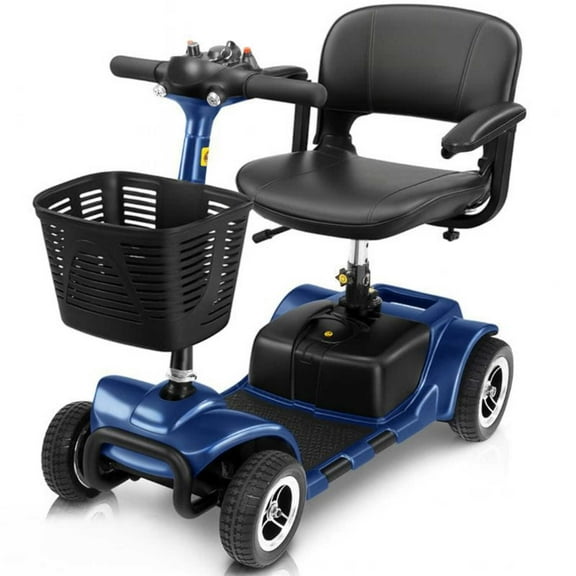 Vive 4 Wheel Battery Powered Mobility Scooter - Electric Transport Chair- Compact Heavy Duty Mobile for Travel, Adults, Elderly with Basket and Charger Included, Blue