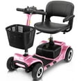 thumbnail image 1 of Vive 4 Wheel Battery Powered Mobility Scooter - Electric Transport Chair- Compact Heavy Duty Mobile for Travel, Adults, Elderly with Basket and Charger Included, Pink, 1 of 12