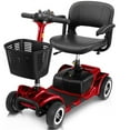 thumbnail image 1 of Vive 4 Wheel Battery Powered Mobility Scooter - Electric Transport Chair- Compact Heavy Duty Mobile for Travel, Adults, Elderly with Basket and Charger Included, Red Fire, 1 of 12