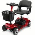 thumbnail image 1 of Vive 4 Wheel Battery Powered Mobility Scooter - Electric Transport Chair- Compact Heavy Duty Mobile for Travel, Adults, Elderly with Basket and Charger Included, Red, 1 of 11