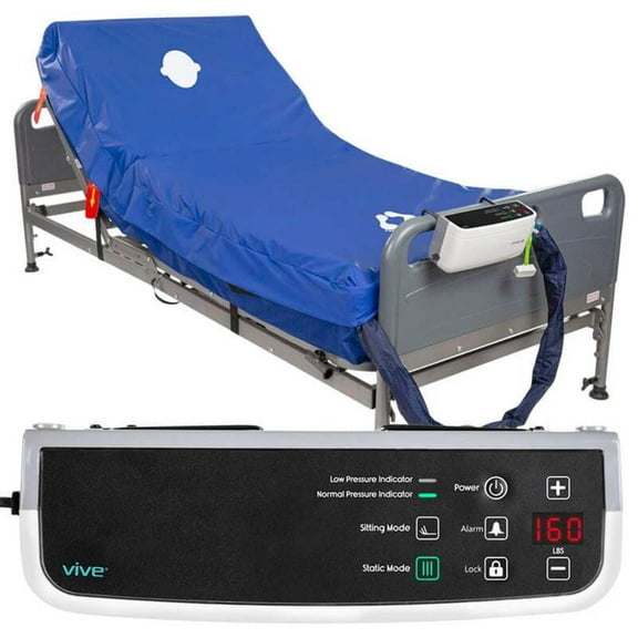Vive 8" Alternating Pressure Mattress Low Air Loss Hospital Bed Topper with Inflatable Pump for Pressure Ulcers & Bed Sores