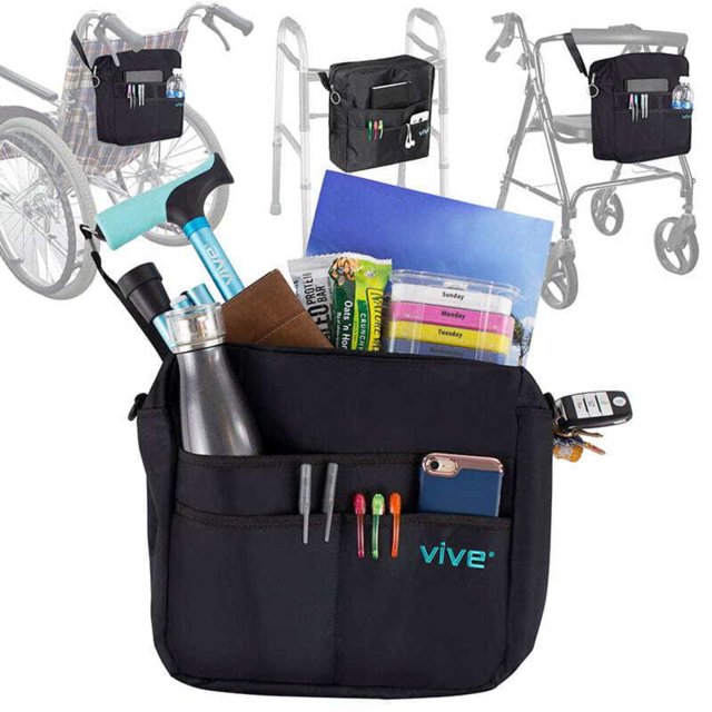 Vive Accessories Bag for Walker, Wheelchair, Rollator, w/Cup Holder