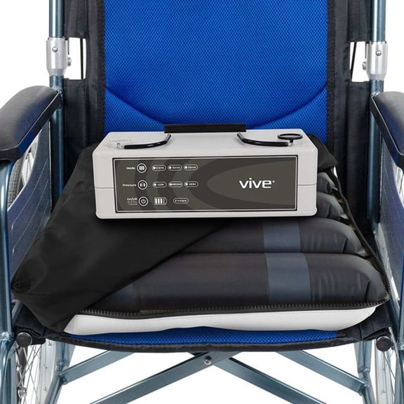 Vive Alternating Pressure Cushion for Wheelchairs  Air Pad for Pressure Ulcer & Bed Sore Prevention  Pain Relief Seat Cushion with Rechargeable Pump  Fits Wheelchair Seats 18+