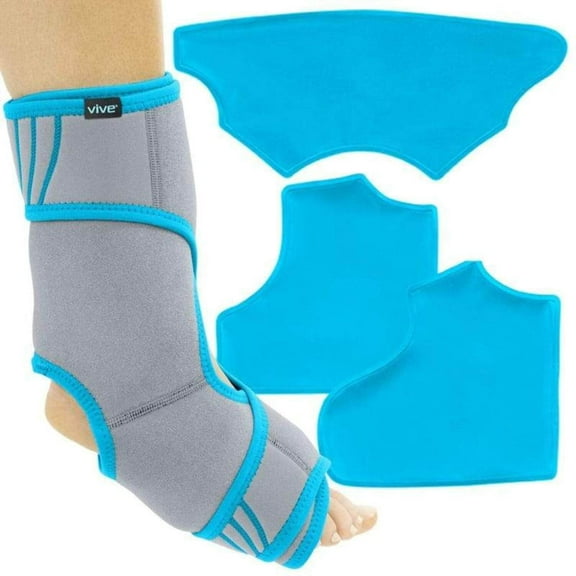 Vive Ankle Ice Pack Wrap - Foot Cold/Hot Compression Brace, Adjustable