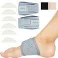 thumbnail image 1 of Vive Arch Support Braces (Pair) – Adjustable Compression Wrap for Flat Feet, Plantar Fasciitis, Fallen Arches & Pain Relief – Foot Sleeve Strap, Universal Fit for Men & Women, Gray, 1 of 9