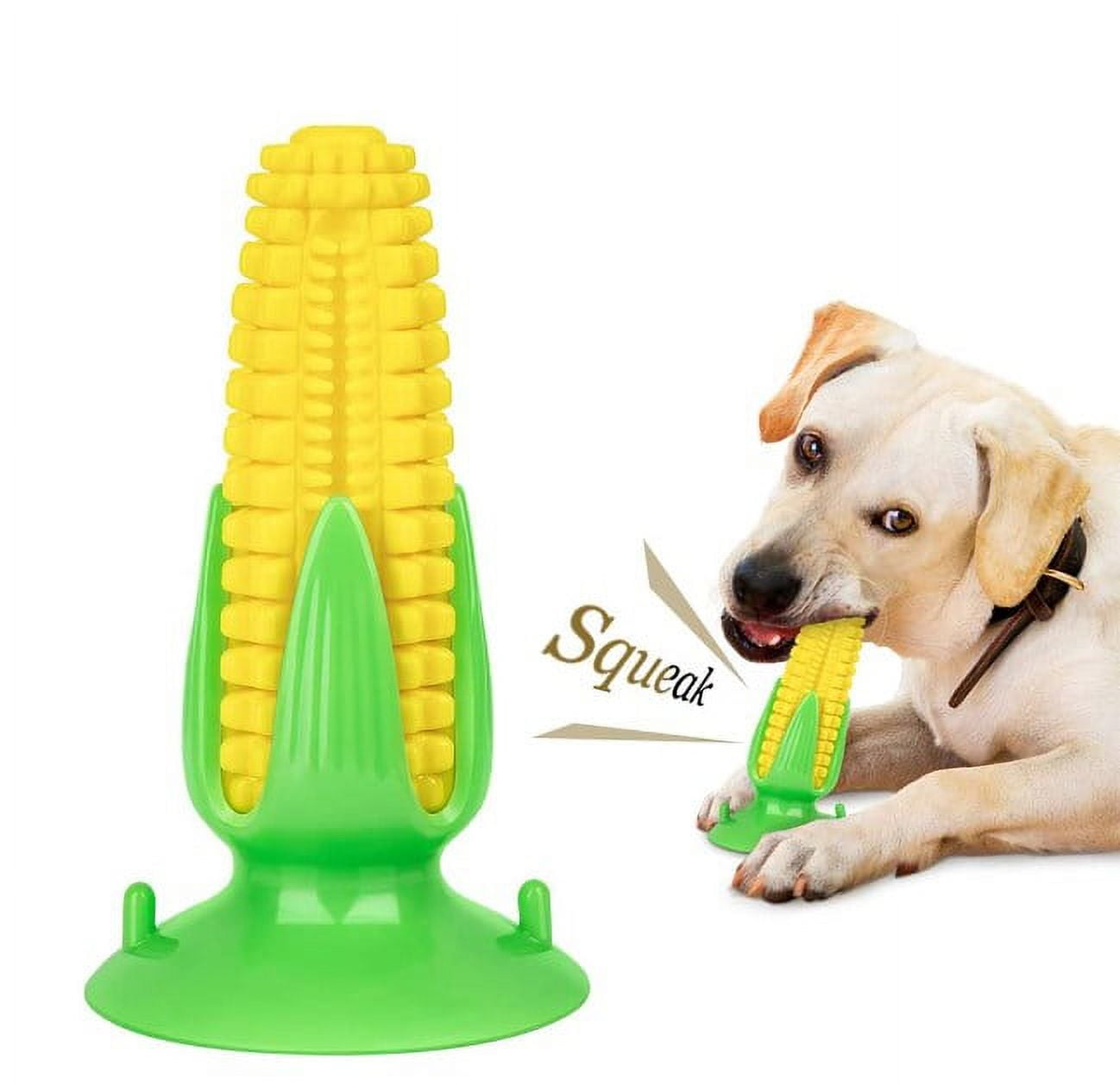 Vive Comb Corn Dog Toothbrush, Dog Teeth Cleaning Toys, Squeaky Dog