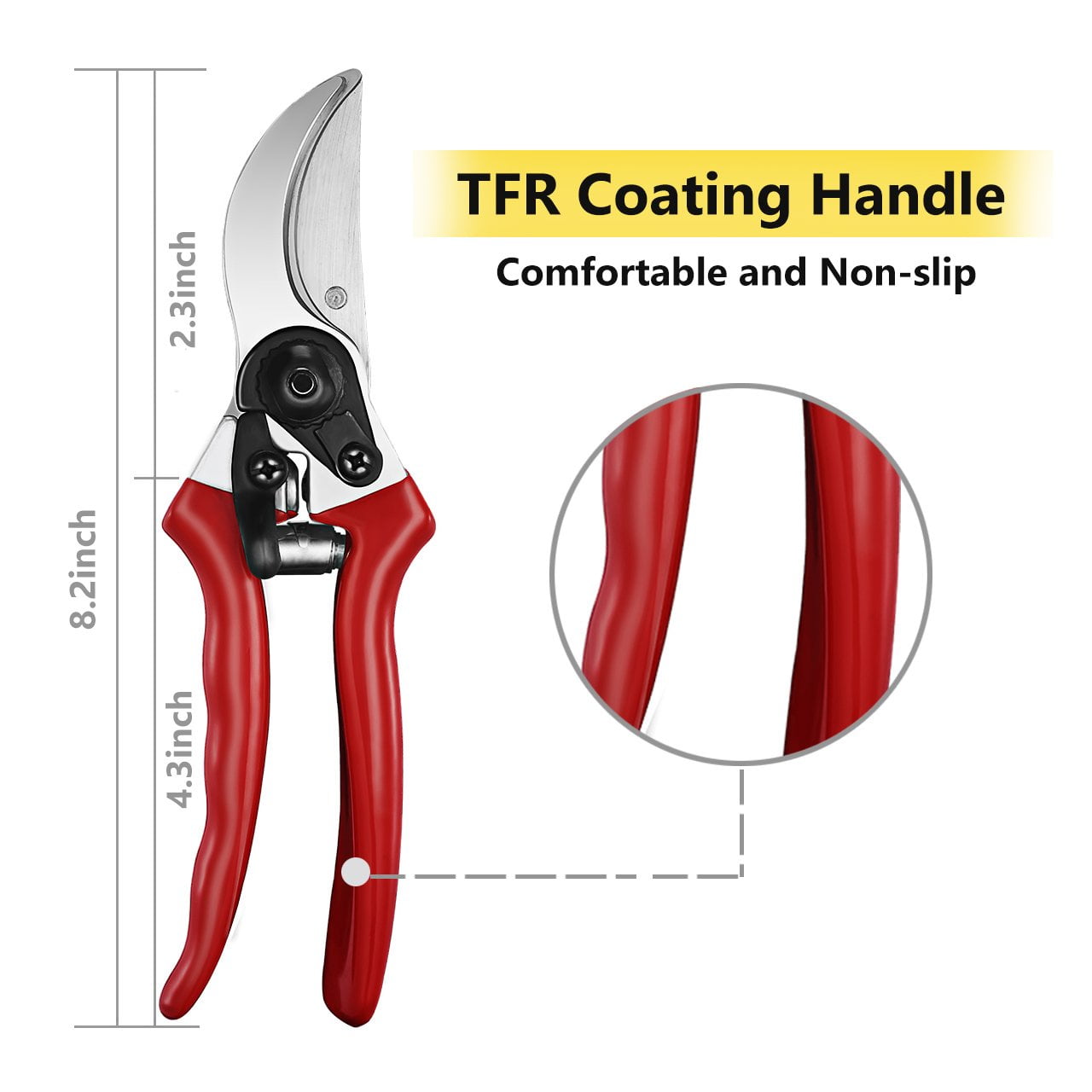 8" Premium Titanium Bypass Pruning Shears - SK-5 Steel Garden Clippers For 3/4" Branches