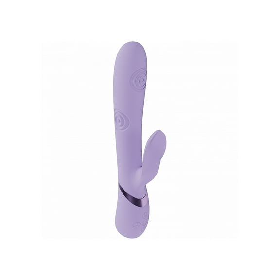 Vive Fronda Rechargeable Silicone Triple Motor G-Spot VIbrating and Tapping Leaf Clit Rabbit Vibrator, Lavender