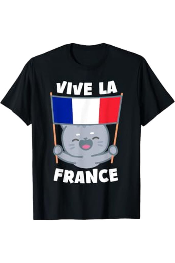 Vive La France French Flag Cat Bastille Day T-Shirt