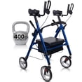 thumbnail image 1 of Vive Mobility Upright Walker T-Series – Outdoor Stand-Up Rollator with Seat for Seniors, Blue, 1 of 9