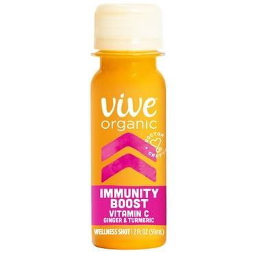 Vive Organic Immunity Boost Shot, Vitamin C, Ginger and Turmeric Wellness Shot, 2 fl oz Bottle