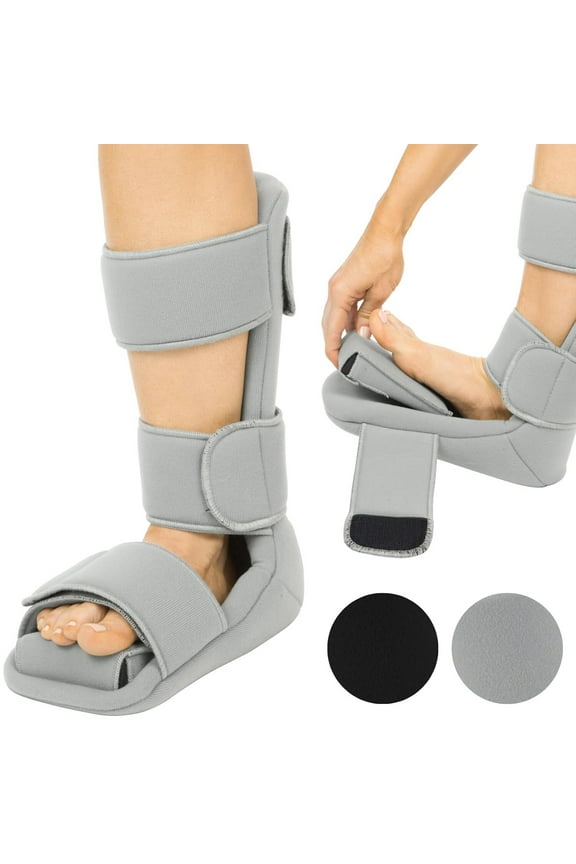 Plantar Fasciitis Night Splint  Orthopedic Sleep Boot with Stretch Wedges, Heel Pain Relief Support (Medium: Mens 5.58, Womens 79.5), Black