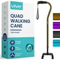 thumbnail image 1 of Vive Quad Cane - Walking Stick for Men and Women - Four Prong Sturdy Aluminum Travel Aid - 4 Tip, 1 of 6