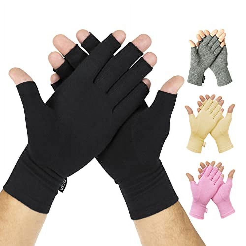 Vive Rheumatoid Arthritis Gloves Men and Women Fingerless Compression Wrap for Hand Pain and