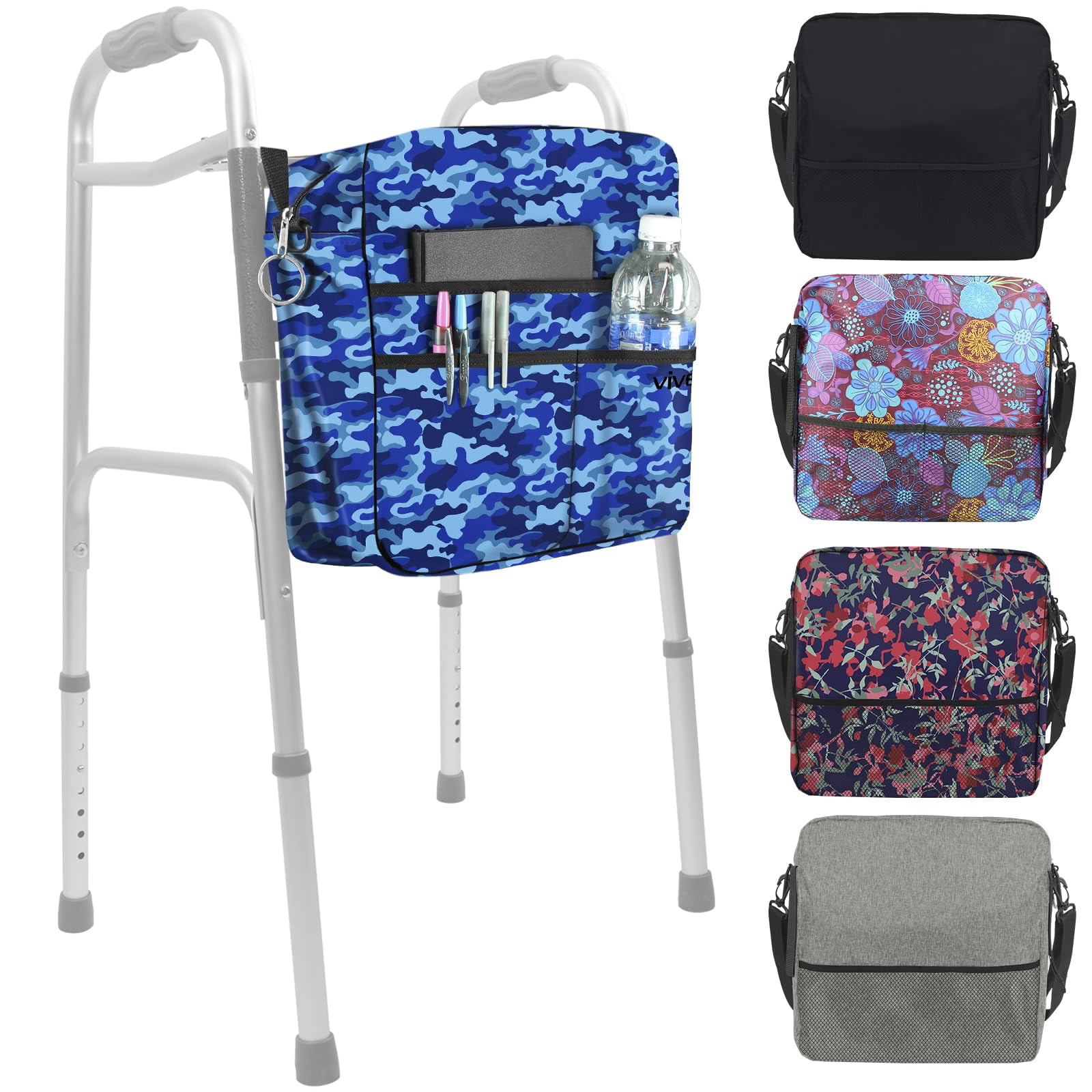 Vive Rollator Bag Universal Travel Tote for Carrying Accessories on Wheelchair, Rollator