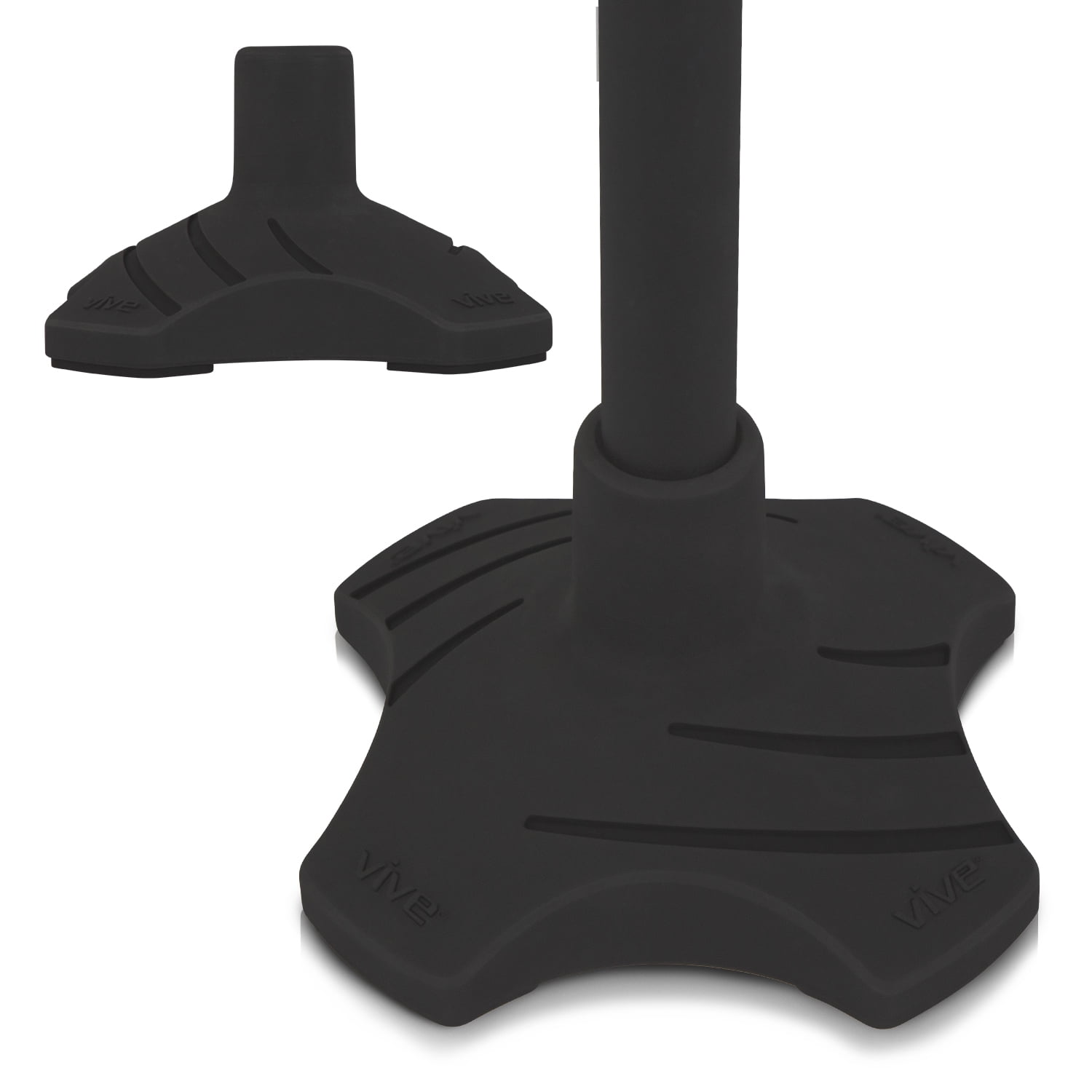 Vive SelfStanding Cane Tip 3/4 Inch Replacement, Heavy Duty Rubber Quad Base