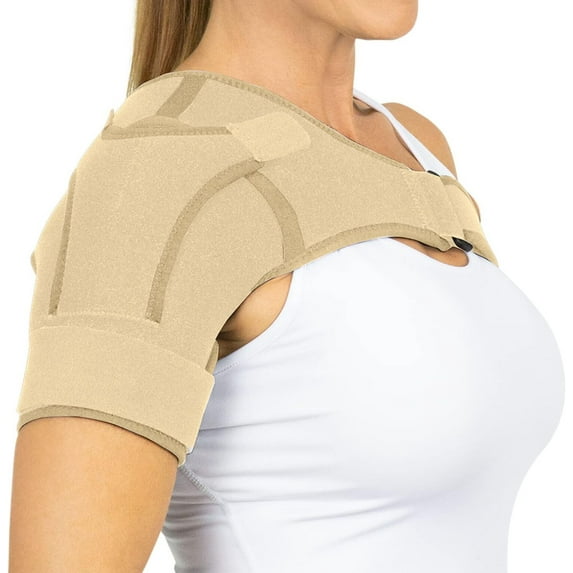 Vive Shoulder Brace – Compression Support Sleeve for Men & Women – Rotator Cuff Injury Recovery, Arthritis, Sprains, Dislocation, and Pain Relief (Beige, Medium)