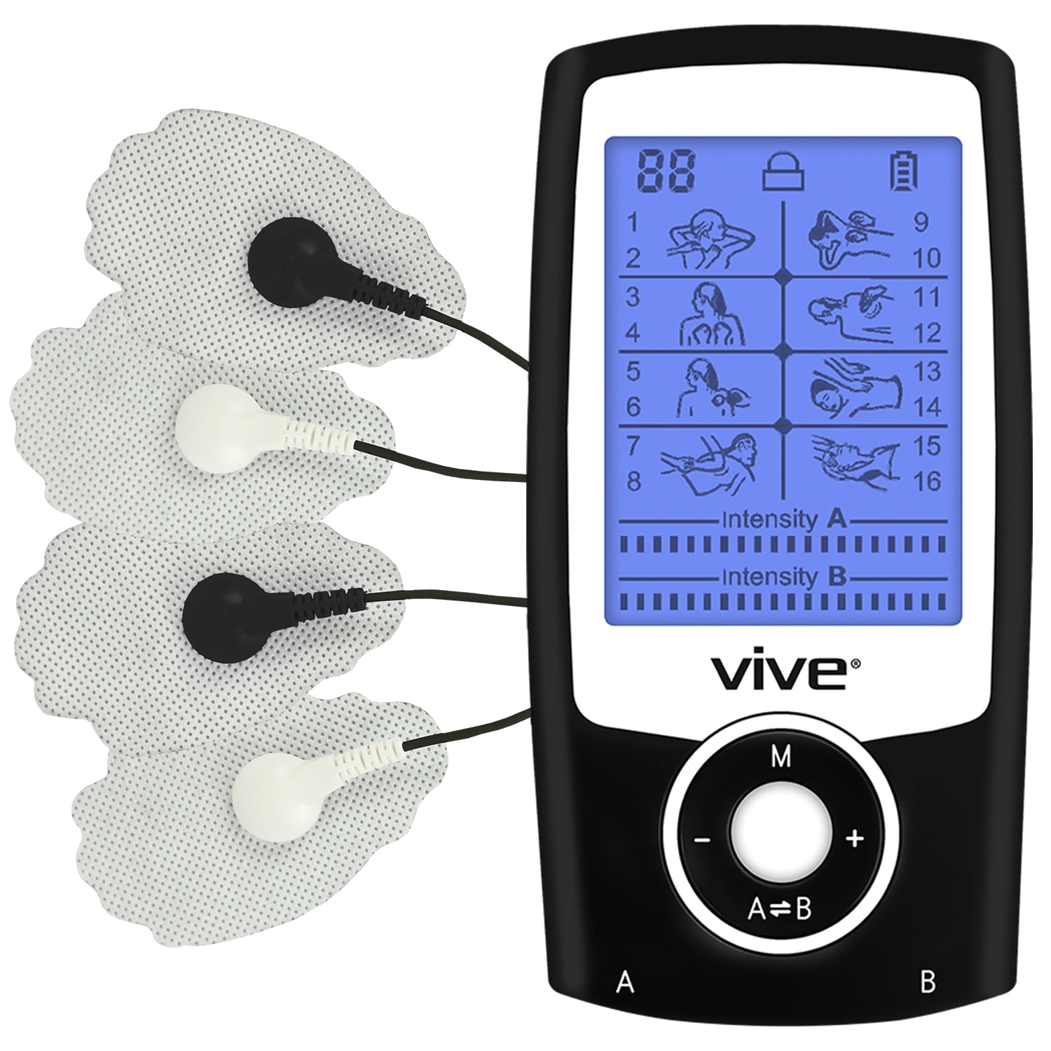 Vive Stim Machine TENS Unit - Electrotherapy Muscle Stimulator With  Electrode Pads - Neurostimulation EKG Pulse Massager for Neuropathy, Back  Pain