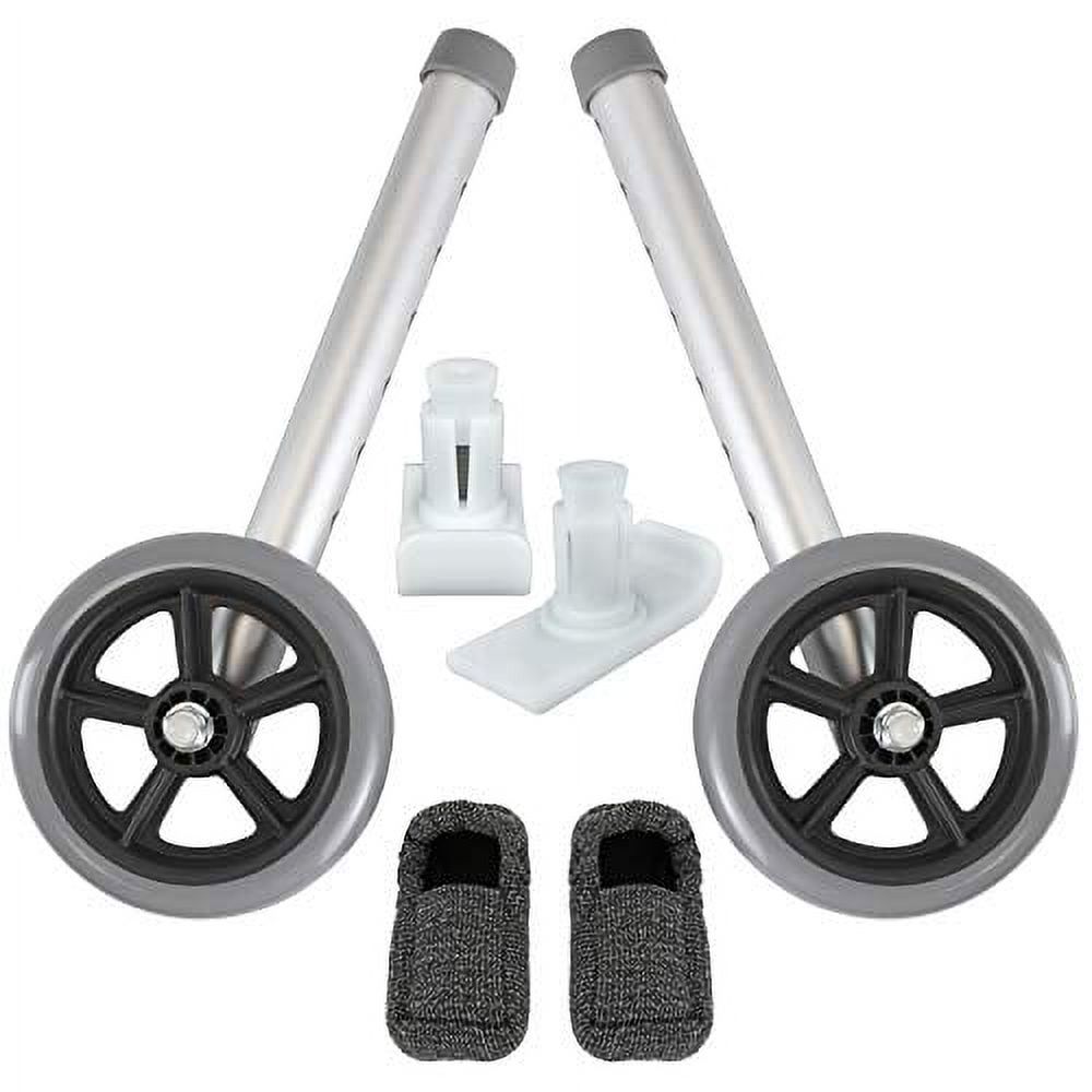 Vive Walker Wheels and Ski Glides Replacement Feet Accessories Parts Set for Folding Medical