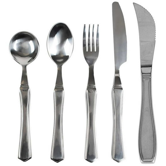 Vive Weighted Utensils (5 Piece) - Parkinson Spoon and Fork Set Plus Knife - Adaptive, Heavy 7 ounce Weight Stainless Steel Silverware for Hand Tremors