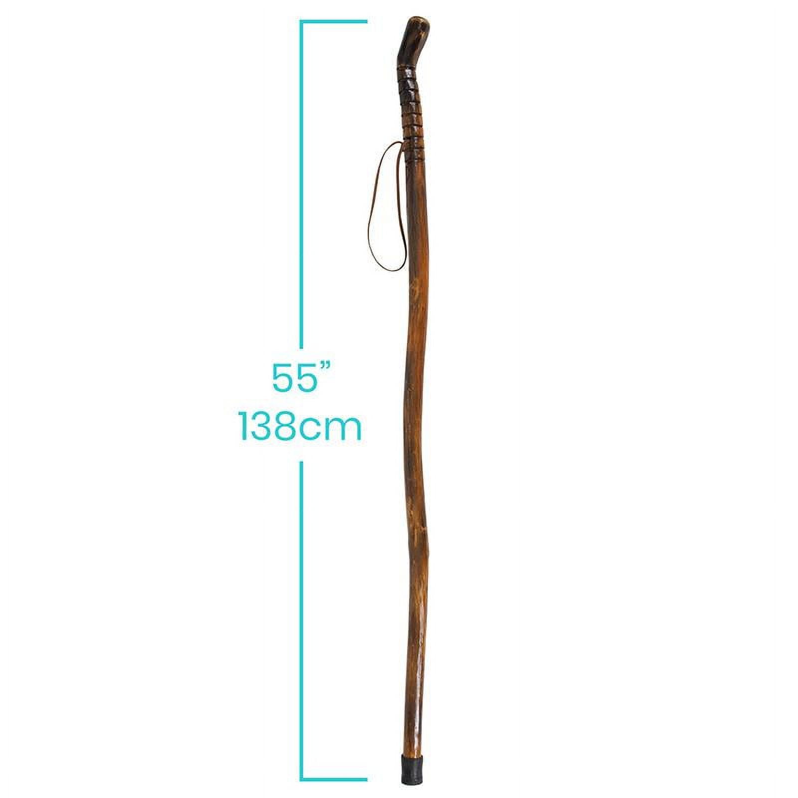 Vive Wooden Walking Stick, Lightweight Handcrafted Hiking Cane Waterproof, with Leather Wrist
