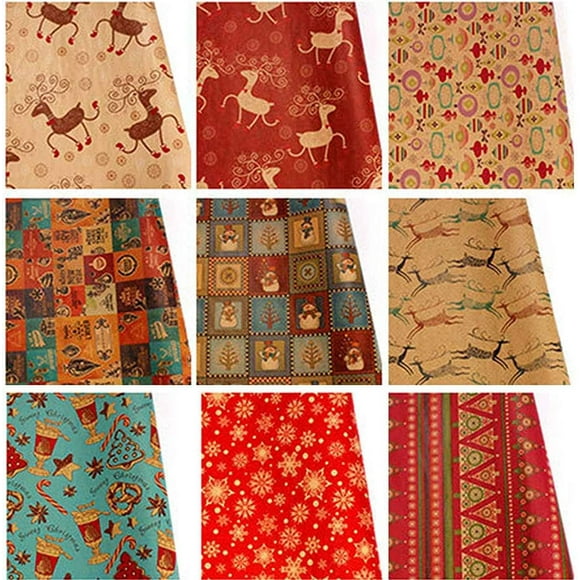 Vivefox Decorative Gift Wrapping Paper - 9 Sheets of Multicolor Kraft Papers (19.6 x 27.5 Inches)