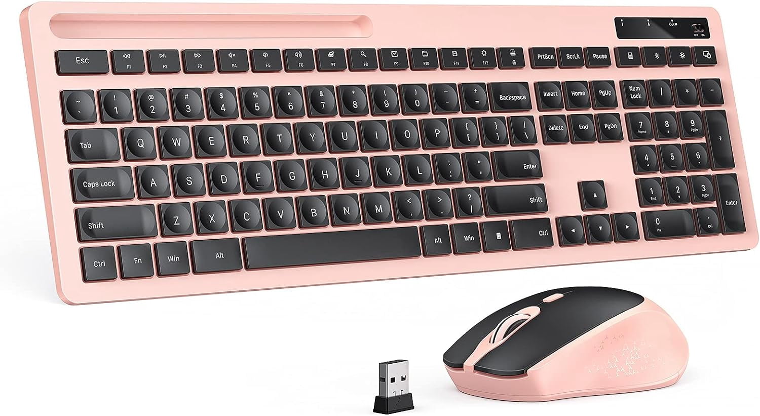 Vivefox Keyboard and Mouse Combo - Keyboard with Phone Holder, 2.4GHz Silent USB Keyboard Mouse