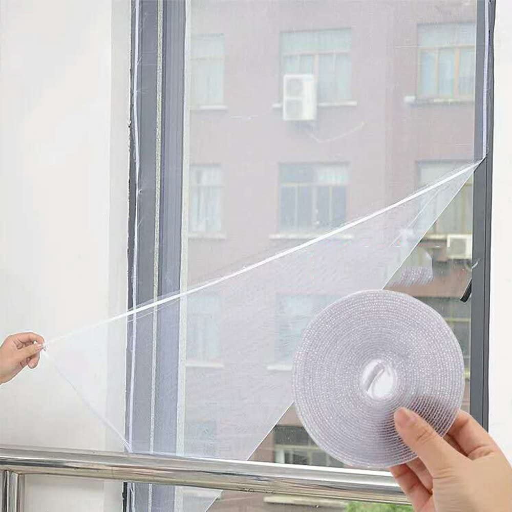 Vivefox Self-Adhesive Window Screen, Adjustable Window Insect Net, 78.74x59.05 Inches, Nylon, White