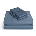 thumbnail image 1 of Vivendi King Sheet Set, Cotton Blend, 625 Thread Count, 4 Pc Set, Bedding Sheet Set Sateen Weave, Wrinkle Resistant Flexifit, Hotel Collection Soft Luxury, Fits Upto 20" Deep Pocket - (Blue Mirage), 1 of 5
