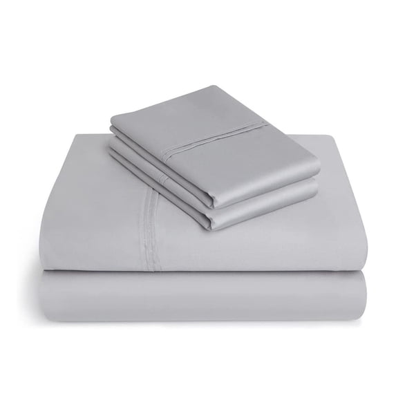Vivendi Queen Sheet Set, Cotton Blend, 625 Thread Count, 4 Pc Set, Bedding Sheet Set Sateen Weave, Wrinkle Resistant Flexifit, Hotel Collection Soft Luxury, Fits Upto 20" Deep Pocket-High Rise Silver