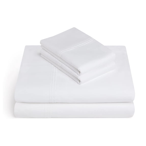 Vivendi Queen Sheet Set, Cotton Blend, 625 Thread Count, 4 Pc Set, Bedding Sheet Set Sateen Weave, Wrinkle Resistant Flexifit, Hotel Collection Soft Luxury, Fits Upto 20" Deep Pocket - (White)