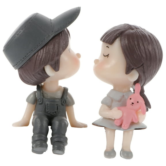 Viveous 1 Pair Lovers Figurines Couple Doll Statues Home Adornments Desktop Ornaments