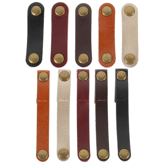 Viveous 10 Cord Organizer Lather Cable Organizer Cord Keeper Cable Management Headphone Cable Strap for Travel Home Office