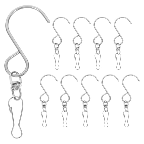 Viveous 10 Pcs Swivel Hooks Clips Wind Spinner S Hook Clips Wind Chimes Hanger For Hanging Windsock Bird Feeders Plants Hangers Flower Basket Solar Lights Lanterns