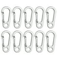 thumbnail image 1 of Viveous 10pcs Spring Snap Hooks D Shaped Flat Buckle Carabiner Clips Climbing Buckles Rope Connectors Keychain Clip Key Ring for Fishing Hiking Silver, 1 of 10