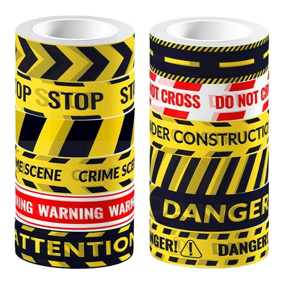 Viveous 12 Rolls of Caution Line Washi Tape Decorative Scrapbooking Tape Washi Tape for Journaling DIY Crafts Tape