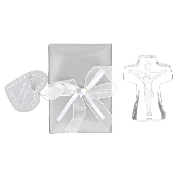 OFFIGAM Crystal Cross Adornment Transparent 2 Sets Home Decor Religious Ornament 1.97X1.38X0.59in
